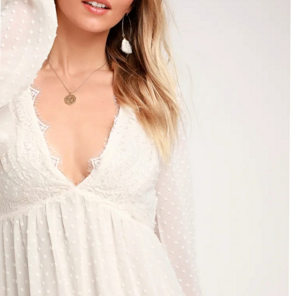 LAST ONE❗Lulu's Wistful Moments Ivory Long Sleeve Dress - Picture 6 of 11